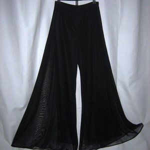Med.-Lg, Black palazzo pants,lined,Chiffon overlay,dress slacks,party,cruise
